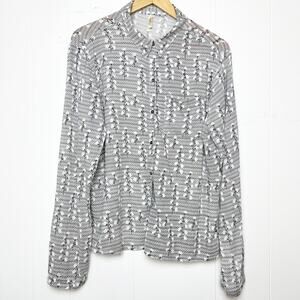 Moft Black & White Floral Print Button Up Blouse Women’s Size Medium